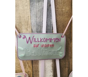 Stickserie ITH - Balkon Schilder inkl. Wimpel "Balkon"